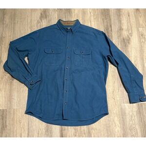 Cabela's Deerskin Soft Chamois‎ Button Down Shirt Mens L/L Tall Blue Casual